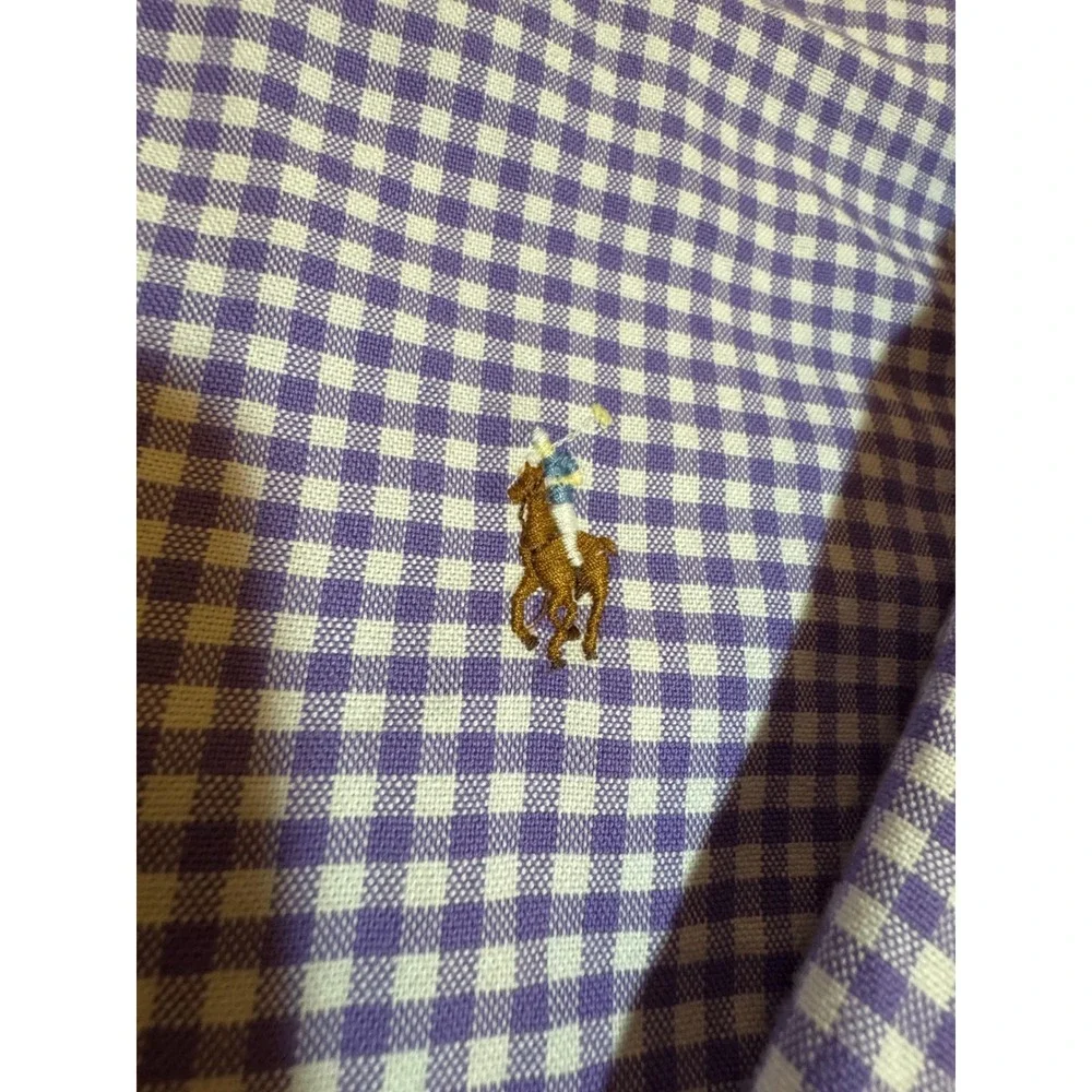 Polo Ralph‎ Lauren Mens XXL Classic Fit Gingham Button Down Shirt Purple White